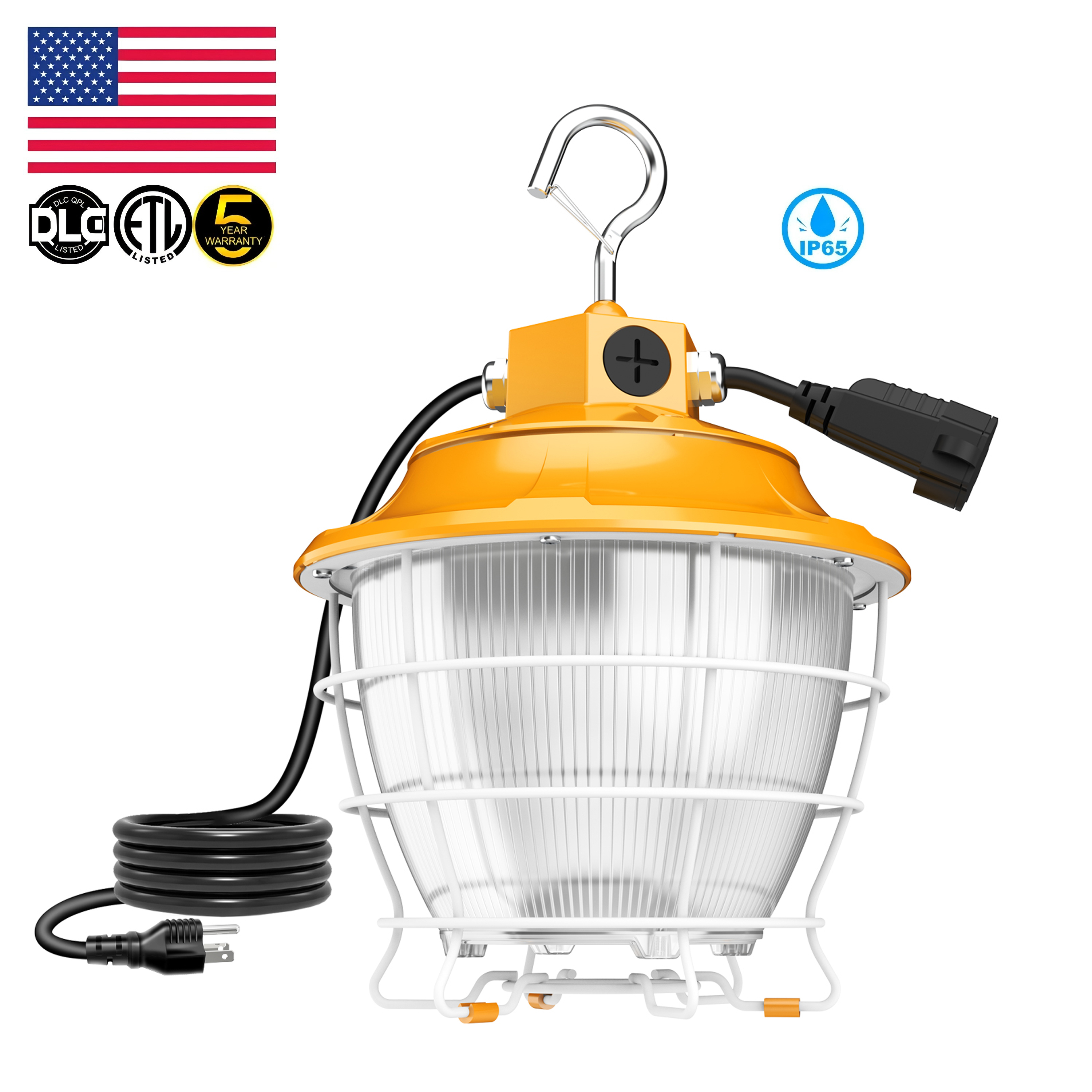 Construction Hanging Lighting IP65 100W Led Pro Temporary Work Light Fixture for Jobsite Workshop Indoor Outdoor Warehouse