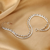 Nueva Pulsera de Moda de Lujo para Mujer, Chapada en Plata de Ley, Doble Capa, Brillante, con Cadena de Latón Plateado, Accesorios de Joyería