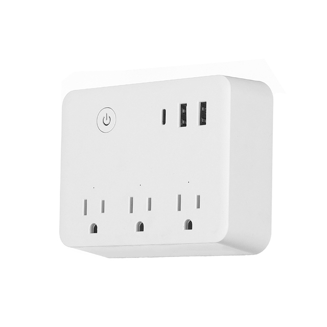 Hot Sell Product US Multiple Wall Socket White Smart Power Strip With 2 USB 1 Type-C