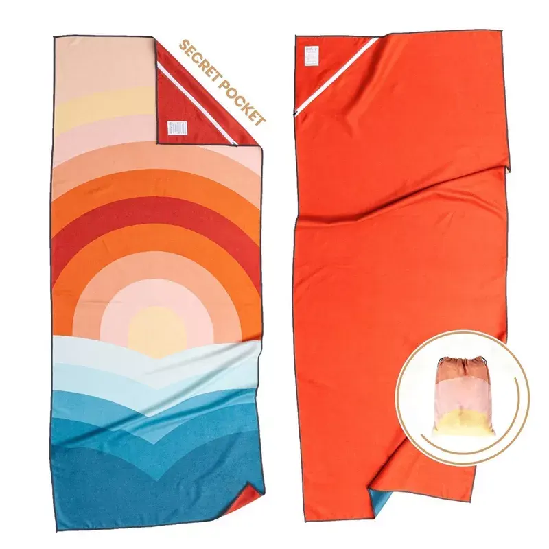 RPET – serviette de plage en microfibre à séchage rapide et résistant au sable, serviette de voyage avec sac personnalisé facile à transporter