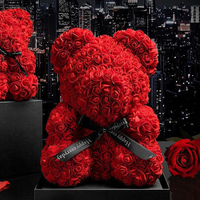 Vente chaude Saint Valentin Cadeau Anniversaires Fleur Artificielle Fait À La Main Mousse Rose Ours En Peluche