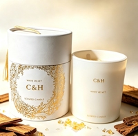 Coffret cadeau de bougies parfumées avec logo personnalisé C&H, décoration d'intérieur pour la fête des mères, pot en verre blanc, bougie parfumée en bois, décoration d'intérieur, cadeau de fête