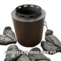 XINYI T01 Brasero d'extérieur à combustion secondaire, grand modèle 19,2 pouces, en fer thermolaqué noir, sans fumée, pour camping, à bois