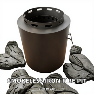 XINYI T01 <span class=keywords><strong>Brasero</strong></span> d'extérieur à combustion secondaire, grand modèle 19,2 pouces, en fer thermolaqué noir, sans fumée, pour camping, foyer à bois - Product Image 2