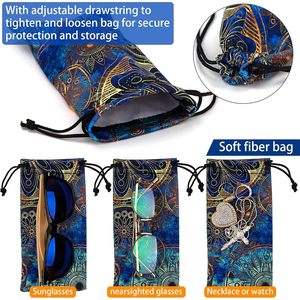 Pg6 Estuche clásico de microfibra para gafas, paño de limpieza con estampado de noche estrellada, suave, rectangular, de 3-5,9 pulgadas, accesorio para gafas unisex para adultos - Product Image 3