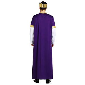 Costume de Robe de Roi Arabe de Luxe pour Hommes pour Halloween Cosplay Party Robe Blanche et Violette avec Bandeau de Roi - Product Image 5