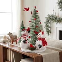 Figurine de bonhomme de neige en tissu blanc scintillant avec oiseau pour la décoration de table de Noël, directement de l'usine