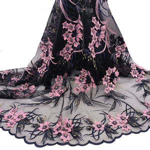 Dentelle africaine de luxe en polyester 100% soluble dans l'eau, motif floral brodé en maille, largeur 120 cm, pour robes de mariée - Product Image 1