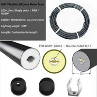 Bande lumineuse LED néon flexible en tube de silicone noir, adressable RGB RGBW 360 degrés, SPI DMX 24V, pour événements DJ, vente en gros OEM D25