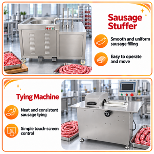 Italienische <span class=keywords><strong>Pepperoni</strong></span> Chorizo Kielbasa Bratwurst Goldenshell Füllmaschine Pneumatischer Quantitätsfüller Mischer Räucher-Set Export - Product Image 4