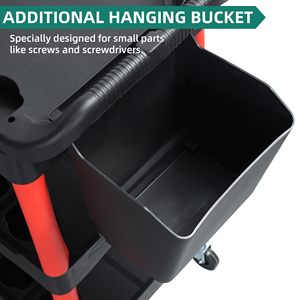 Carro de detalles automáticos con ruedas, carro de detalles rodante de 3 niveles con cubo colgante de ganchos largos, carro organizador de lavado de autos - Product Image 4