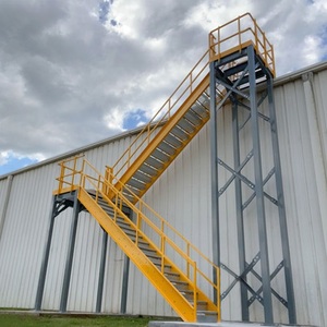 Système d'escalier en acier industriel, escalier galvanisé sur mesure avec marches et mains courantes en treillis métallique - Product Image 6