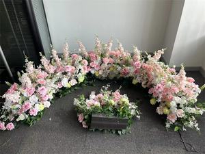 Decoración Floral de Boda de Primavera a la Moda, Flores Artificiales Personalizadas de Rosas Rosadas para el Pasillo de Boda, Adecuadas para el Camino de Boda - Product Image 2