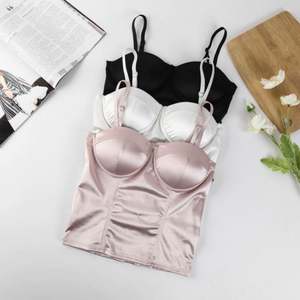 I-0283 Camisole plissée confortable, style tendance, sexy, sans couture, soutien-gorge enveloppant invisible, bonnet fixe, top tube en soie glacée - Product Image 1