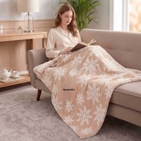 Plaid en flanelle jacquard flocon de neige beige, couverture douce et confortable pour canapé-lit, décoration d'intérieur pour les fêtes d'hiver, vente en gros