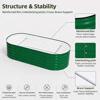 Bac à potager ovale surélevé en acier Aluzinc vert clair 4x2 pieds, jardinière modulaire en métal pour l'horticulture commerciale