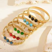 Nouveau bracelet en acier inoxydable géométrique effet goutte d'huile, design simple et luxueux, plaqué or 18 carats