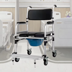 Sedia da Toilette Pieghevole <span class=keywords><strong>con</strong></span> Ruote per Anziani Ospedalieri, Sedia da Toilette per Adulti <span class=keywords><strong>con</strong></span> Pedale su Ruote - Product Image 2