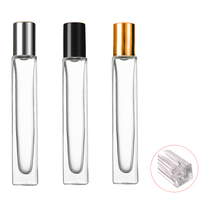 Flacon roll-on en verre transparent pour parfum cosmétique 10 ml, personnalisable, carré ou rond, pour usine