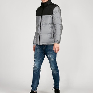 Vestes matelassées réfléchissantes chaudes et personnalisées pour hommes, style mode d'extérieur, avec blocs de couleur, pour l'hiver, vente en gros - Product Image 3
