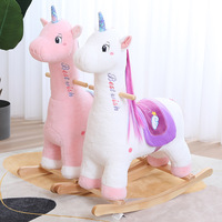 Cartoon Muziek Hobbelpaard Kinderen Houten Dierenvormige Luie Bank Schommelstoel Speelgoed voor leeftijden 7-14 Unisex Verjaardagscadeau