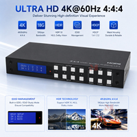 Conmutador de Matriz HDMI 4x4 4K60Hz, 4 Entradas 4 Salidas con Extracción de Audio HDMI 2.0/1.4 con RS232 IR