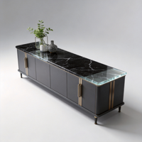 Ensemble de meubles de chambre à coucher en bois moderne avec LED intégrées, design capitonné, fonctionnalités personnalisées et grand rangement pour maison moderne, hôtel, appartement