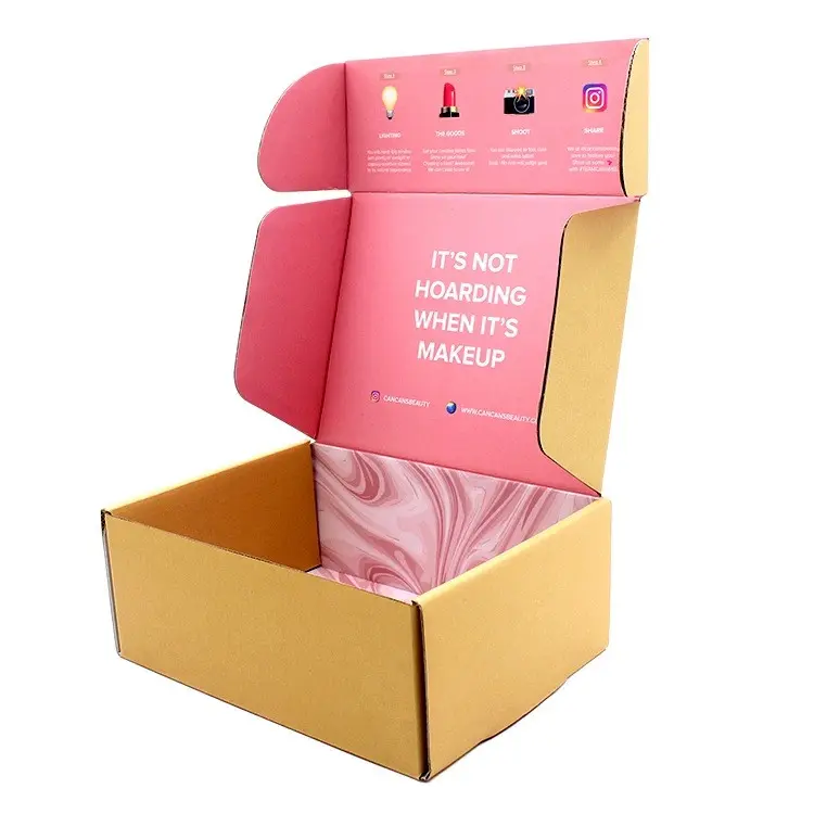 Fabbrica direttamente personalizzato logo materiale riciclato scatola di cartone biancheria intima abbigliamento imballaggio mailer scatola di carta rosa