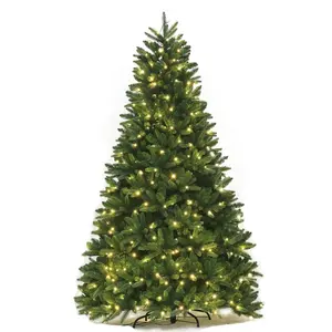 Pohon Natal Diameter Besar Gaya Eropa, Pohon Natal Ultra Ringan Diameter Besar, 7.5 Tinggi dengan Lampu Led Hangat Multifungsi