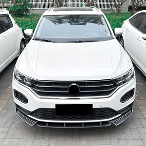 Amp-Z Front Bumper Lip For Volkswagen T-Roc 2018-2022 Standard Edition Piano Black Carbon Fiber Texture Matte Finish - Product Image 3