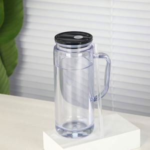 Gobelets réutilisables en plastique transparent à double paroi de 16 oz avec couvercles et pailles, effet boule à neige scintillante, pour adultes et voyages - Lavables au lave-vaisselle, écologiques - Product Image 1