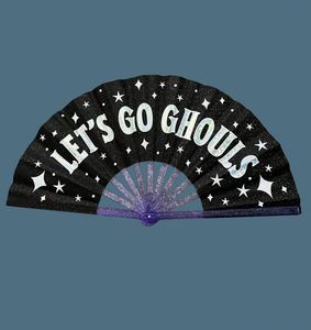 Customized <b>UV</b> <b>Light</b> Large Bamboo Folding Rave Hand Fan for Music Festival - Product Image 4