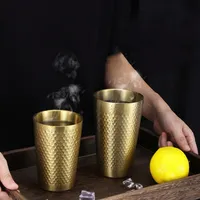 Tasses à bière à double paroi en acier inoxydable 304 à texture martelée, mugs à lait, gobelets pour boissons froides, vaisselle de cuisine