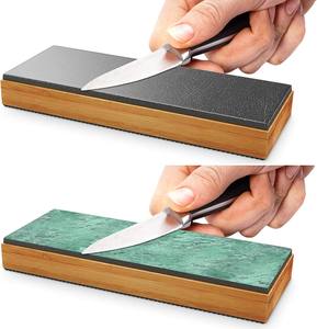 Afilador de cuchillos rápido, <span class=keywords><strong>piedra</strong></span> de <span class=keywords><strong>afilar</strong></span> de grano doble, juego de <span class=keywords><strong>piedra</strong></span> de <span class=keywords><strong>afilar</strong></span> 1000/6000 con base de bambú antideslizante, pulido verde - Product Image 3