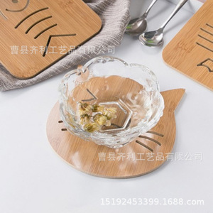Posavasos de Bambú con Diseño Hueco Irregular, Aislante del Calor, Antideslizante, para Ollas y Platos, Duradero, Estilo de Dibujos Animados - Product Image 4