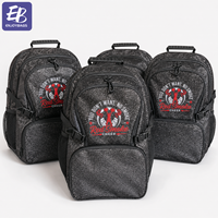 Sac à dos de cheerleading noir EB01 personnalisé avec logo d'équipe brodé, nom, strass, fermeture éclair colorée, sac de cheerleading personnalisé