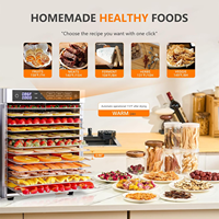 Déshydrateur alimentaire domestique à 10 étages, 800W, double couche, acier inoxydable, sécheuse alimentaire, fruits, légumes, minuterie, machine de déshydratation