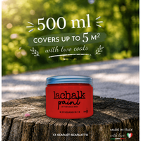 53 SCARLET 500 ml LaChalk : l'évolution de la peinture à la craie. Où la craie rencontre la résine : Peinture hybride craie-résine fabriquée en Italie.
