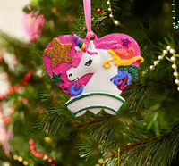 Ornement de Noël Cœur Licorne Personnalisé Fait Main Prix Usine en Gros avec Boîte Nom Personnalisé Résine Écologique à Suspendre