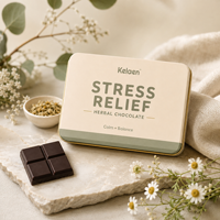 Barre de cacao fonctionnelle apaisante au magnésium et à la L-théanine à base de plantes pour le soulagement du stress – Collation bien-être quotidienne pour l'équilibre et la détente