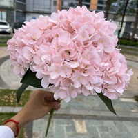 Bunga Hydrangea Sutra Buatan Berkualitas Tinggi 5 Kepala 54 Kelopak, Dekorasi Pernikahan, Buket Bunga Pengantin