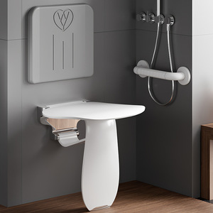 Shower Chair Wall Mounted Non Slip Seat <b>Folding</b> For Elderly And Pregnant 150 Kg Capacity ABS Material Light Luxury Style - Product Image 2