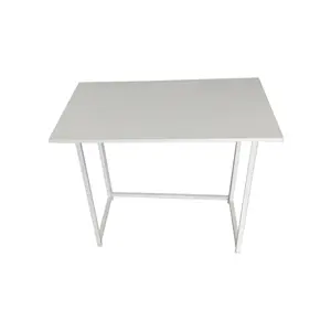 โต๊ะปิกนิกให้เช่าอพาร์ตเมนต์กลางแจ้งตั้งแคมป์,โต๊ะสำนักงานโต๊ะคอมพิวเตอร์พับได้ลายไม้สีขาวเรียบง่ายสำหรับหอพัก