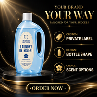 Détergent à lessive en bidon haut bleu, couleur unie, 3000 bouteilles 0,9 USD, 5000 bouteilles 0,8 USD, 10000 bouteilles 0,7 USD, OEM Marque Privée
