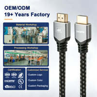 Câble HDMI tressé plaqué or 3D 4K 60Hz Ultra HD haute vitesse 2.0 pour home cinéma