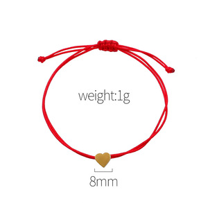 Heart Pendant <b>Chain</b> Bracelet Red And Black <b>Rope</b> Zinc Alloy Charm Jewelry Gift For Women - Product Image 4