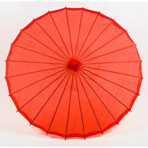 Parasol rouge fait main 84cm en bambou et coton avec logo personnalisé pour mariage mariée demoiselles d'honneur faveurs - Product Image 3