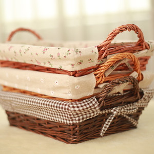 Desktop Wicker <b>Storage</b> <b>Basket</b> Rectangle Shape Multifunctional Design Fabric Lining Belt Detail Customizable Color & Logo - Product Image 4