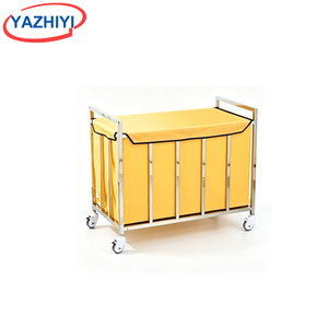 Chariot de collecte pour le personnel hospitalier YAZHIYI, structure <span class=keywords><strong>en</strong></span> acier inoxydable avec sac <span class=keywords><strong>en</strong></span> tissu bleu recouvert, pour usage clinique - Product Image 3