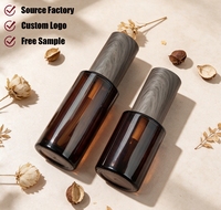 Flacon pompe en verre ambré prêt à l'emploi, flacon cosmétique brun vide, étiquette personnalisée, emballage pour sérum et essence de soin de la peau